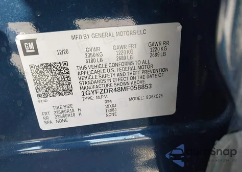 2021 Cadillac Xt4 Awd Premium Luxury z USA, uszkodzony, nr VIN 1GYFZDR48MF058853